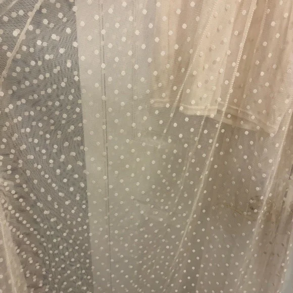 Entry Ivory Embroidered Maxi Dress with Sheer Polka Dot Overlay - Picture 3 of 15